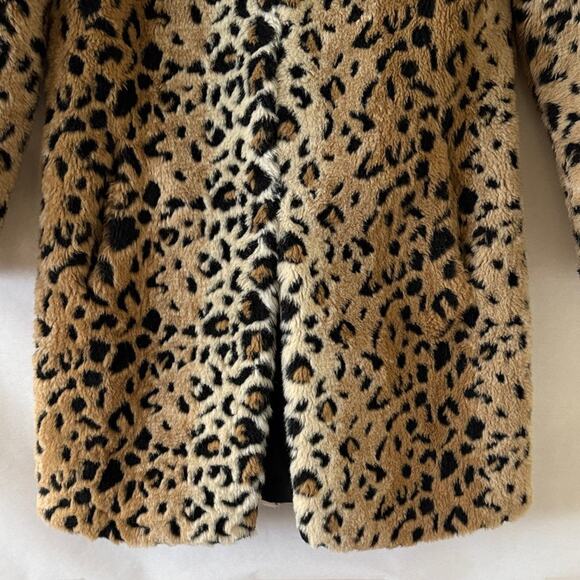 Zara Leopard Faux Fur Coat Sz S Longline Indie Sleaze Animal Print Winter Jacket - Picture 4 of 15
